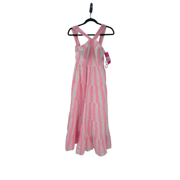 Lilly Pulitzer Jenette Halter Maxi Havana Pink Sails & Stripes Seersucker 00 NWT - Picture 8 of 12